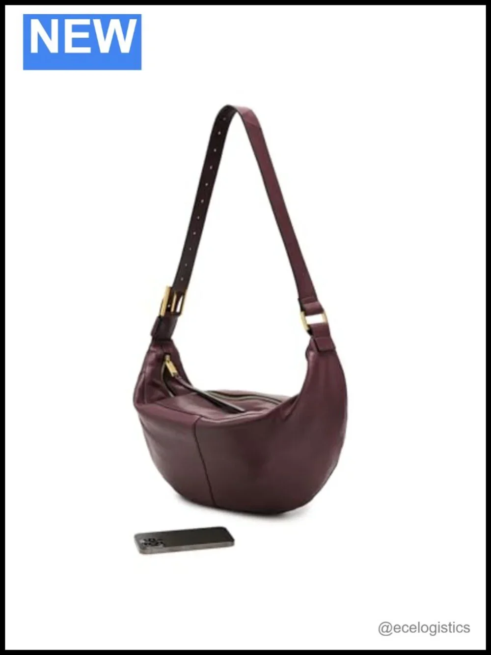 Leather Lamb Hobo Shoulder Bag with Zipper Closure, Lightweight